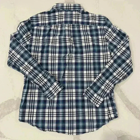 American Eagle Blue Plaid Button Down Long Sleeve Shirt Men's Large Classic Fit - Picture 6 of 6